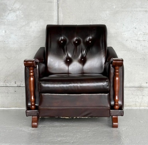 ✿70s✿ 昭和レトロ カリモク ヴィンテージチェア ファブリック 千鳥格子