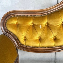✦80s✦ アンティークソファ カウチ ベルベット ゴールド 彫刻 ヴィンテージの画像