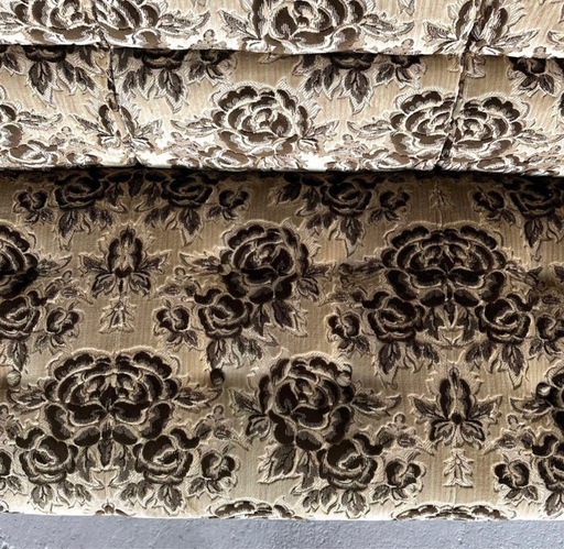 ✦昭和レトロ✦ 花柄モケット 3人掛けソファ 木製アンティーク調 応接