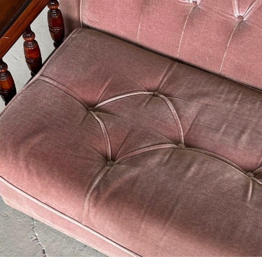 ✦80s✦ 昭和レトロ コレクション 三人掛けソファー ベロア生地 木製