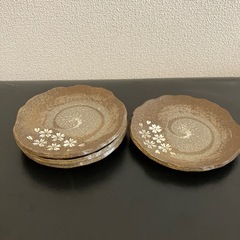 【4枚セット】美濃焼 創作食器 桜柄 銘々皿の画像
