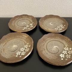 【4枚セット】美濃焼 創作食器 桜柄 銘々皿の画像