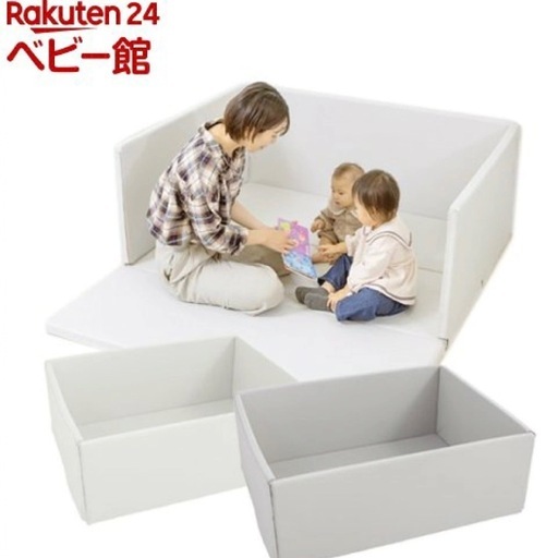 最終値下げ【美品】3WAY！プレイマットベビーサークル　ホワイト