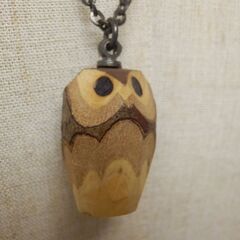 木彫りフクロウのペンダント◆あすなろ細工かみや◆ふくろうの画像