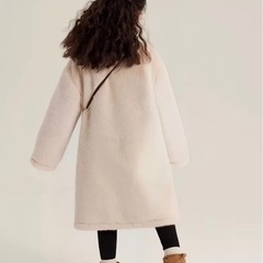 160 アウター もこもこ アイボリー コート ロング 防寒 ジャケットの画像