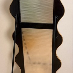  鏡 スタンドミラー 全身 姿見鏡  全身鏡 波型ウェーブミラー 韓国 モダン 玄関 かがみ おしゃれ 大型 160×60cm 立てかけ 大きい リビング 賃貸 一人暮らし 新生活 ブラック シルバー ゴールド　ミラエートの画像