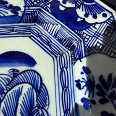 古伊万里？　染付山水図　八角皿　骨董品　アンティーク　古美術の画像