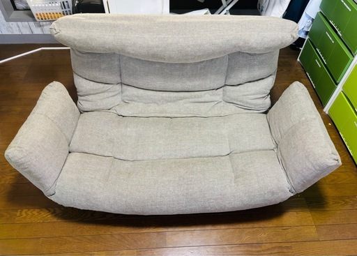 美品】2〜3人用リクライニング付きソファー (みどり) 新鹿沼のソファ