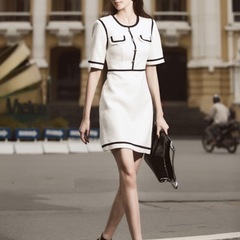 ELISEエリーゼ　ツイードワンピース 韓国風 上品 パーティー 限定 美品 Lの画像