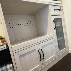 食器棚 レンジ台 完成品 ロータイプ コンパクト カウンタータイプ レンジボード キッチンカウンター 幅88cm 白 シンプル かわいい おしゃれ＜LUFFY/LUK80-90L＞ (ホワイト)の画像