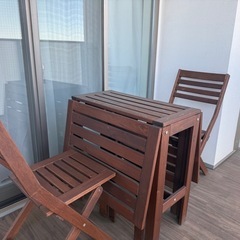 【取引完了】IKEA APPLARO   エップラロー 折りたたみ テーブル＆チェア2脚の画像