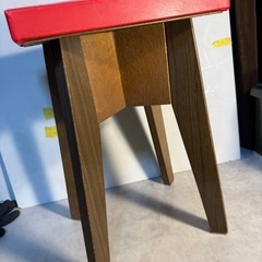  BROTHER 昭和レトロ ミシン椅子 スツール 赤レザー 木製 ブラザー の画像