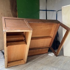 昭和レトロ 文机 片袖机 無垢材 当時物｜引き出し付き ローテーブル 作業台 の画像