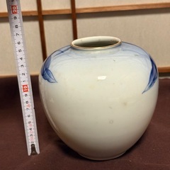 1/23-26受渡し可　アンティーク花瓶② 青色　和柄　有田焼　深川製磁？の画像