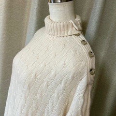 ポロラルフローレン タートルネック ニット カシミヤ混 ケーブル アラン柄の画像