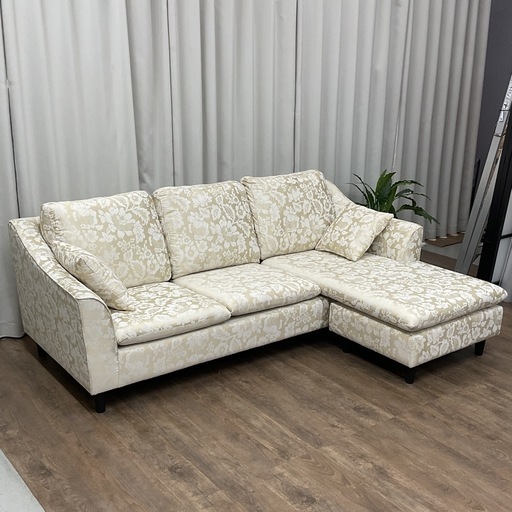 KA-4【新入荷　リサイクル品】ユーロコンフォート　バレンシア/花柄ファブリック　カウチソファ　ベージュ