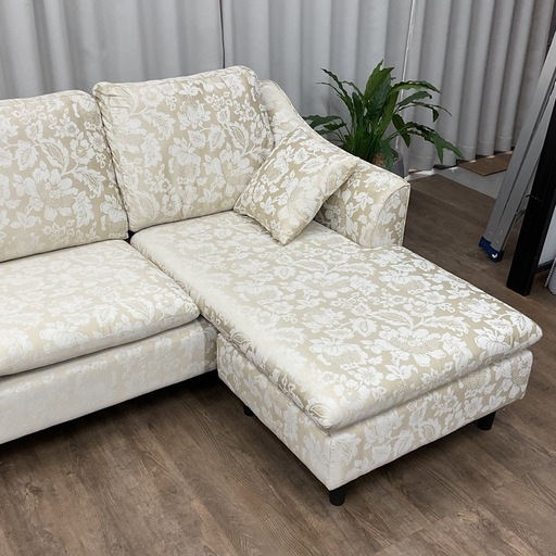 KA-4【新入荷　リサイクル品】ユーロコンフォート　バレンシア/花柄ファブリック　カウチソファ　ベージュ