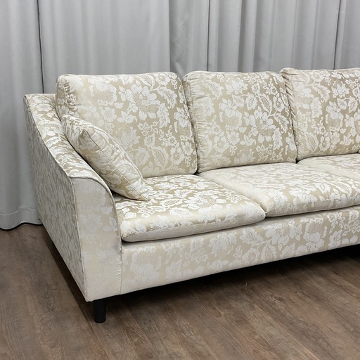KA-4【新入荷　リサイクル品】ユーロコンフォート　バレンシア/花柄ファブリック　カウチソファ　ベージュ