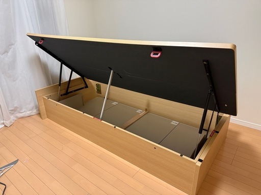 ニトリ　跳ね上げ式シングルベッドフレーム（1/12まで）　横開き深型 