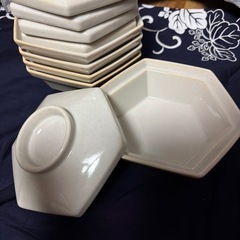 六角形　蓋付き皿5点セットの画像