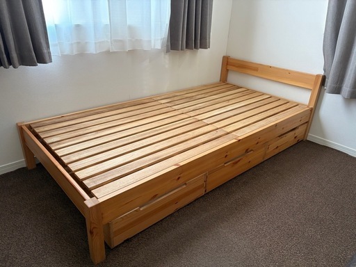 【引き取り限定値下げ】美品 無印良品　シングルベッド3点セット 無印良品 シングルベッド 下収納3台付き (あぽろん) 和田塚のベッド