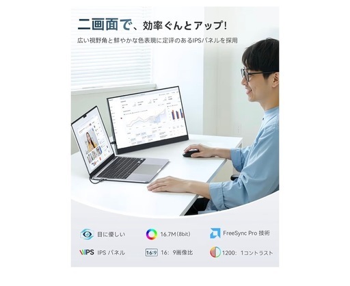 お値引きしました！最終価格！新品未使用！モバイルモニター 15.6インチ 自立型 薄型 軽量