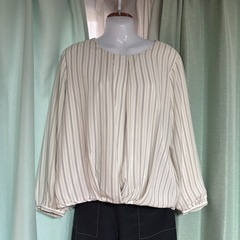 GLACIER 裏起毛ストライプブラウス Lサイズ☆