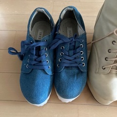 ブーツ2足、デニム厚底シューズ1足の画像