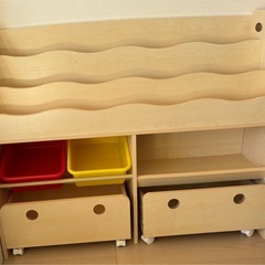  LOWYAロウヤ絵本棚ワイドタイプ収納キャスター