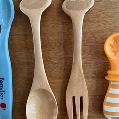 ベビー　木製スプーン　フォーク　などの画像