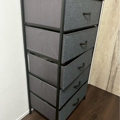 【布製収納チェスト 7〜8段引き出し グレー メタルフレーム】の画像