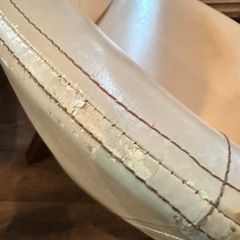 アイボリー 合成皮革 ダイニングチェアの画像