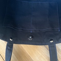 【ハンドメイド】帆布トートバッグ 肩がけ ブラック 0104【中古品】の画像