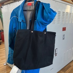 【ハンドメイド】帆布トートバッグ 肩がけ ブラック 0104【中古品】の画像