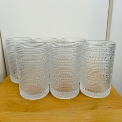 【アメリカ購入】ガラス製コップ 6個セット＋日本製ガラス製おちょこ2個セットの画像