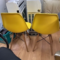 🉐イームズチェア　ダイニングチェア　椅子　背もたれ　イス　シェルチェア　イエロー　黄色の画像