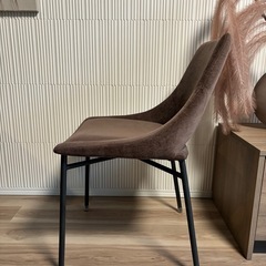 ダイニングチェア2脚　ブラウン・黒アイアン脚　の画像