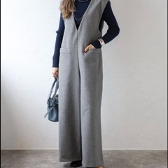 ボンジュールサガン　オールインワン ウールタッチVネックオールインワンの画像