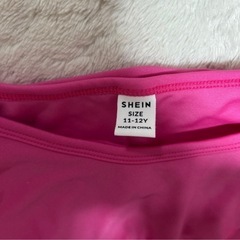 SHEIN Girls アシンメトリーネック  フリルトリム タンクトップ 水着 の画像