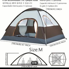 新品未使用　ワンタッチテント　ピクニック　キャンプ　3-4人用　210✖️150✖️110の画像