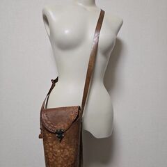 本革 ポーチ 型押し ヴィンテージ ポシェット レザーバッグ 昭...