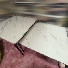 ローテーブル(白)大理石風 2個セットの画像