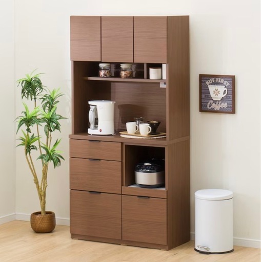 ニトリ ファッション キッチンボード食器棚 エトナ90 ミドルブラウン