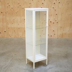 【1/12中野直販】≪zyt2671ジ限≫ IKEA コレクションケース BAGGEBO ホワイト 幅34cm ①　　　おしゃれ/北欧/小型/スリム/飾り棚/ガラス扉/ガラス棚/ガラスケース/中古家具/リユースストレージ仙台 071227-03の画像