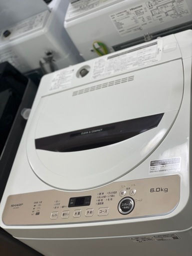 送料・設置込み可?表示価格より10%OFF?　洗濯機　6kg SHARP 2023年【分解クリーニング済み】