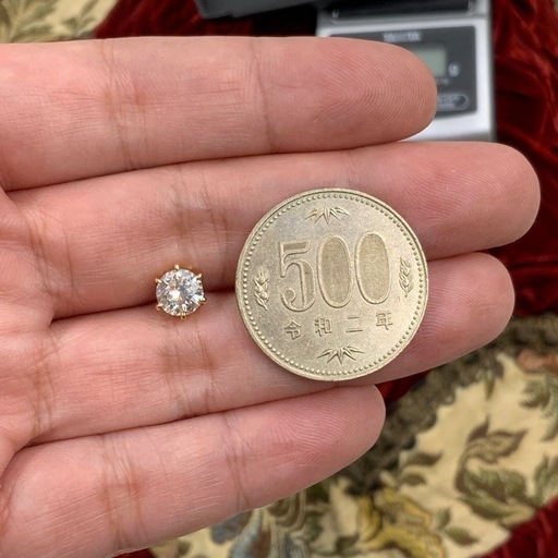 K18 一粒ダイヤピアス　1ct UP 1.2g ソーティング付