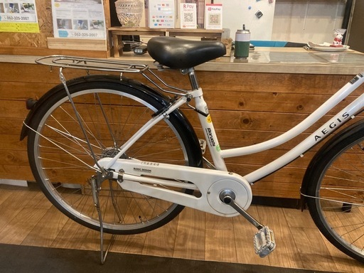 【前後タイヤ・チューブ新品！】LEDオートライト　26インチ自転車　ホワイト