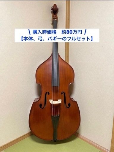 【直接引き渡し】Gliga グリガ コントラバス 3/4 セット　弓、バギー付き 直接引き渡し】Gliga グリガ コントラバス 3/4 フルセット 杉藤弓付き