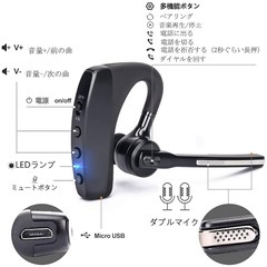 RACE Bluetooth ヘッドセット5.0 ワイヤレス イヤホン 片耳 CSRチップ ダブルマイク内蔵 ハンズフリー通話の画像