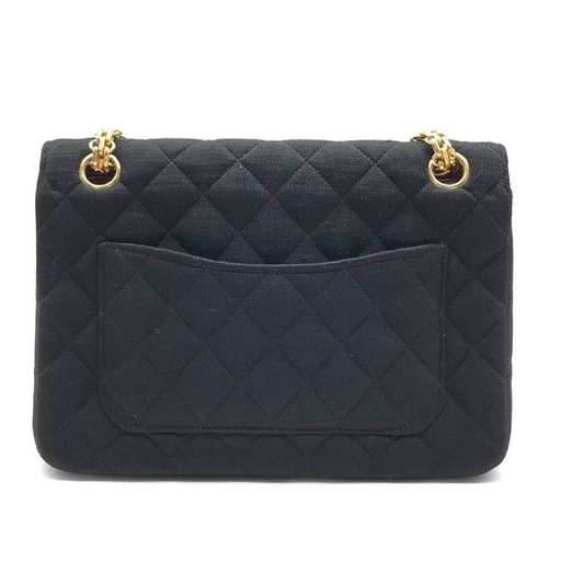 CHANEL シャネル マトラッセ コットン ココマーク ターンロック チェーン ショルダーバッグ ブラック
